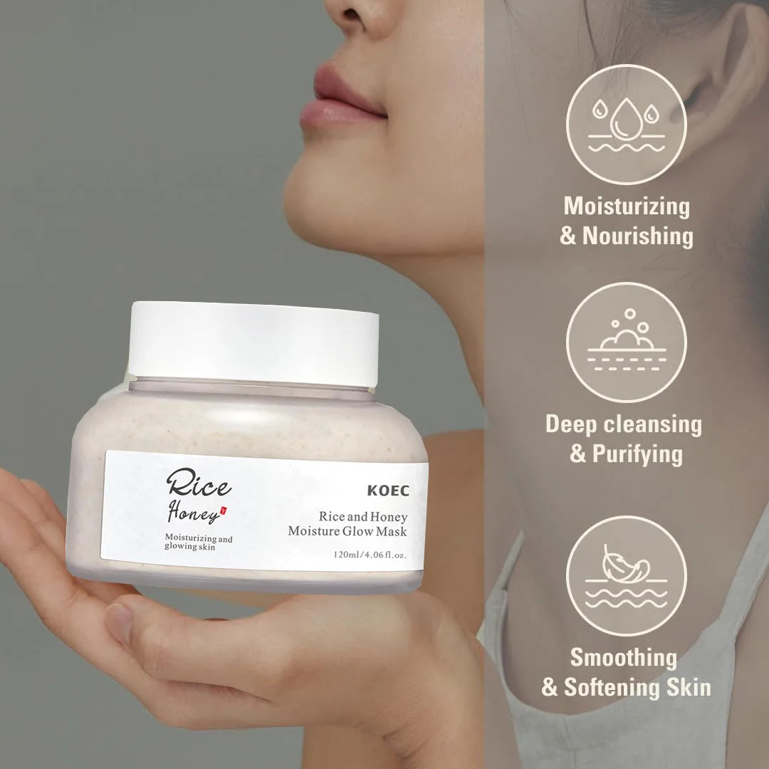 Rice & Honey Face Mask Moisturizing Fade Dark Spot Hydrating Repair Brightening Shrink Pore Hydrating Mask Glowing Skin Care