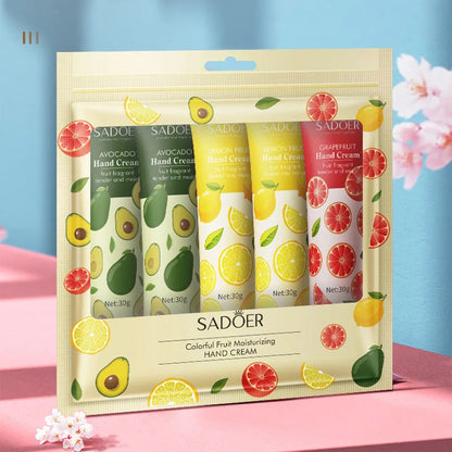 SADOER 5-Piece Fruit & Plant Hand Cream Set – Deep Moisturizing & Skin Repair