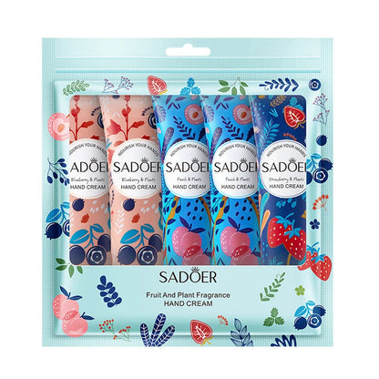 SADOER 5-Piece Fruit & Plant Hand Cream Set – Deep Moisturizing & Skin Repair