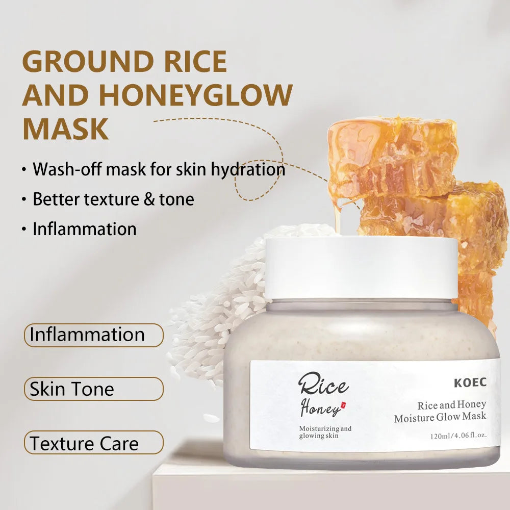 Rice & Honey Face Mask Moisturizing Fade Dark Spot Hydrating Repair Brightening Shrink Pore Hydrating Mask Glowing Skin Care