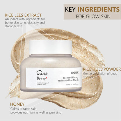 Rice & Honey Face Mask Moisturizing Fade Dark Spot Hydrating Repair Brightening Shrink Pore Hydrating Mask Glowing Skin Care