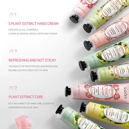 SADOER 5-Piece Fruit & Plant Hand Cream Set – Deep Moisturizing & Skin Repair