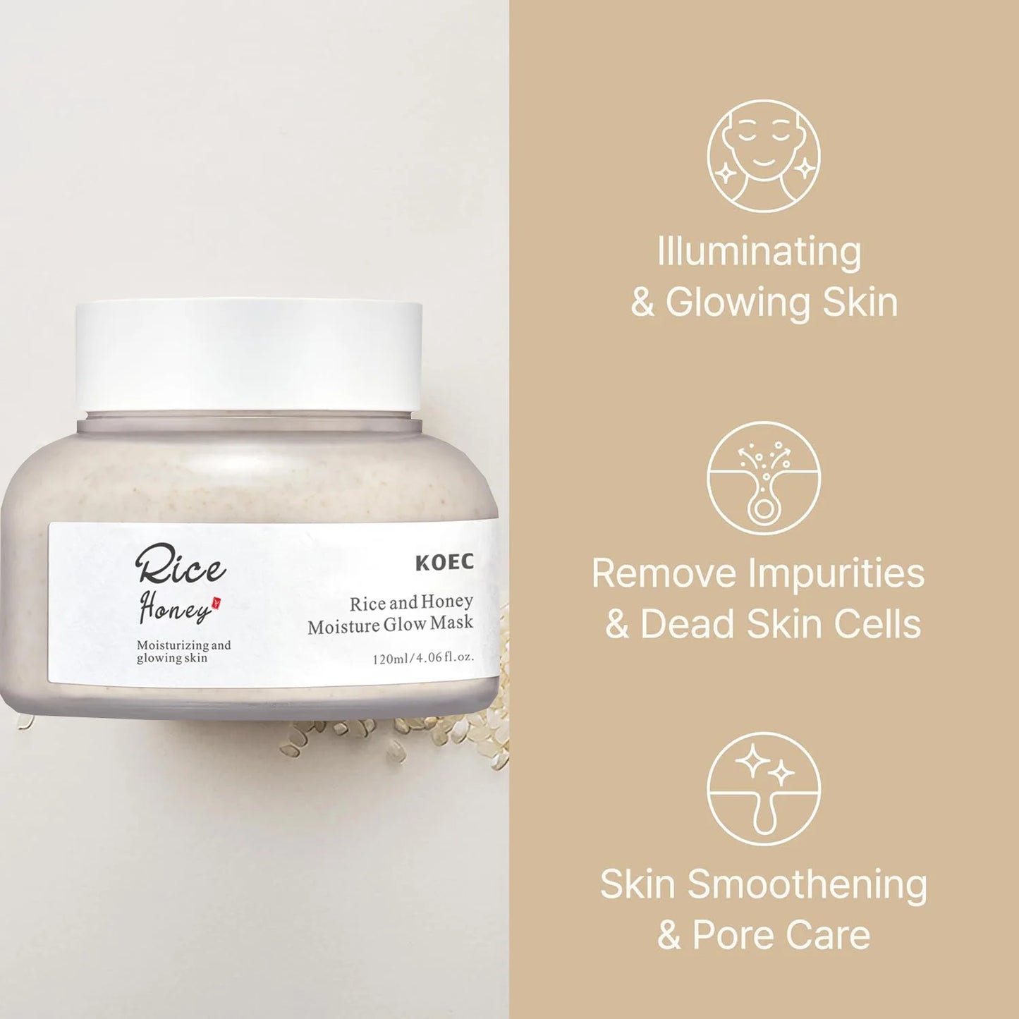 Rice & Honey Face Mask Moisturizing Fade Dark Spot Hydrating Repair Brightening Shrink Pore Hydrating Mask Glowing Skin Care