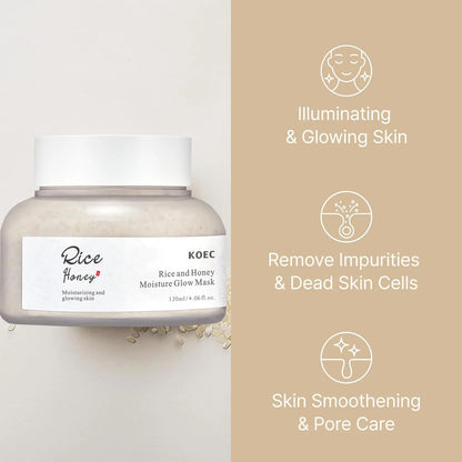 Rice & Honey Face Mask Moisturizing Fade Dark Spot Hydrating Repair Brightening Shrink Pore Hydrating Mask Glowing Skin Care