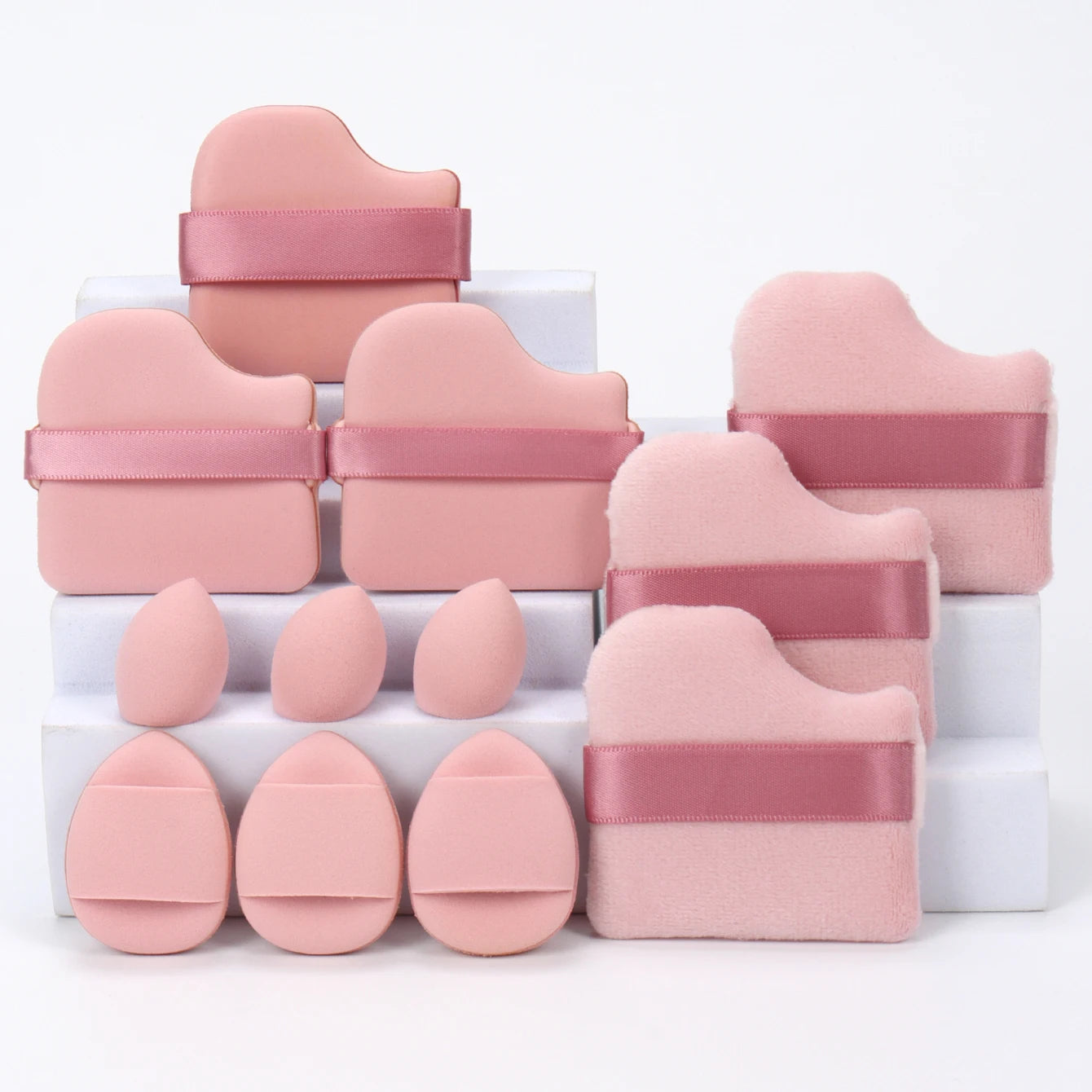 12-Piece All-Purpose Makeup Sponge Set – Beauty Sponges, Loose Powder & Mini Air Cushion Puffs