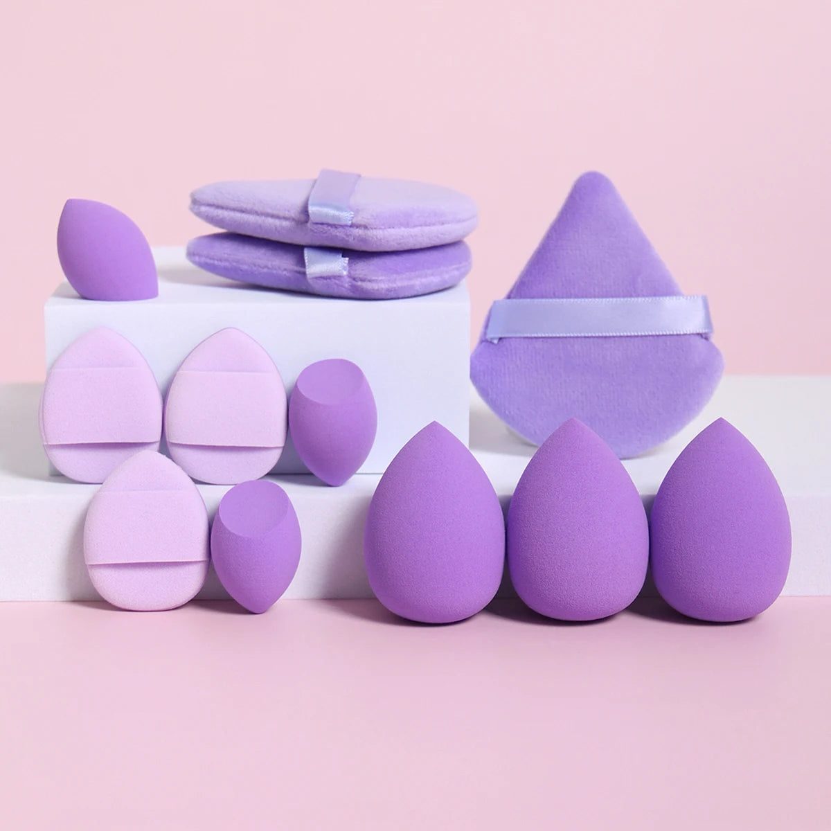 12-Piece All-Purpose Makeup Sponge Set – Beauty Sponges, Loose Powder & Mini Air Cushion Puffs