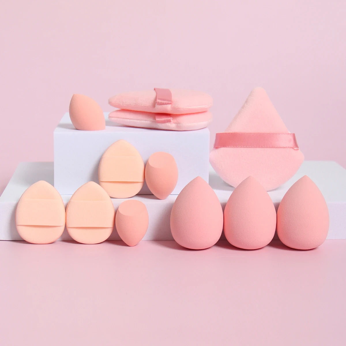12-Piece All-Purpose Makeup Sponge Set – Beauty Sponges, Loose Powder & Mini Air Cushion Puffs
